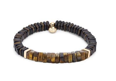 Ebony and palm wood beads bracelet