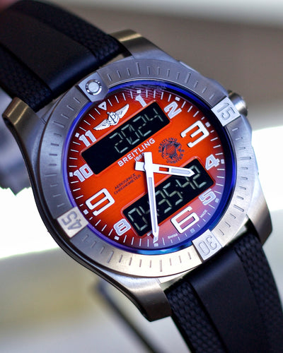 Breitling watch with orange hybrid dial