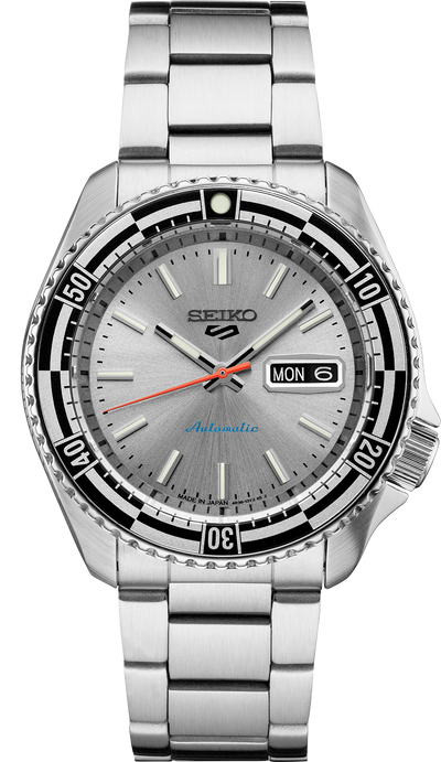 Seiko steel watch on silver dial and steel bracelet