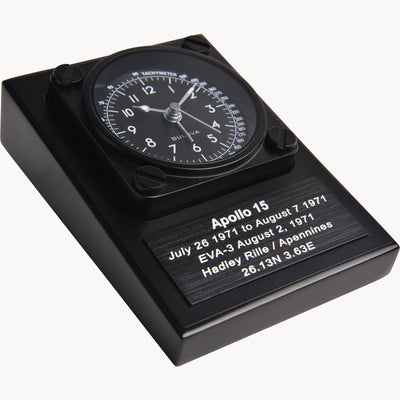 desk clock commemorating Apolo 15 achievement 