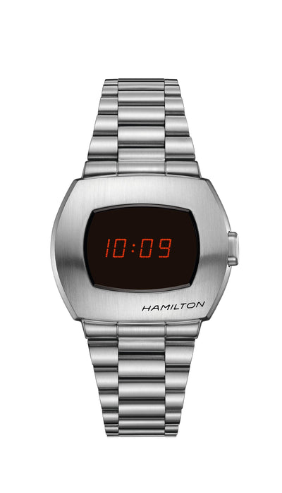Steel Wrist watch with digital display and steel bracelet