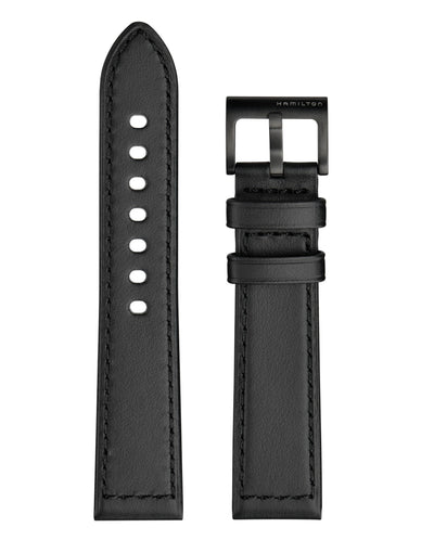 black wristwatch leather strap with pin buckle