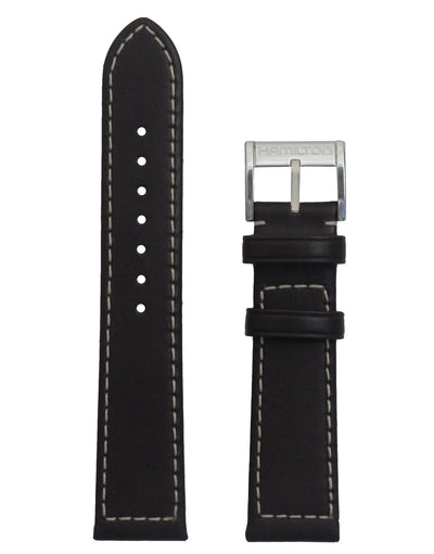 dark brown wristwatch leather strap with pin buckle