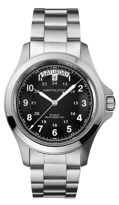 Steel wrist watch on Black dial and steel bracelet