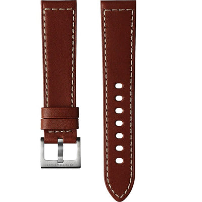 brown leather band with steel pin buckle