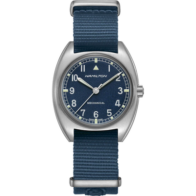 steel wristwatch on blue dial and blue plastic band