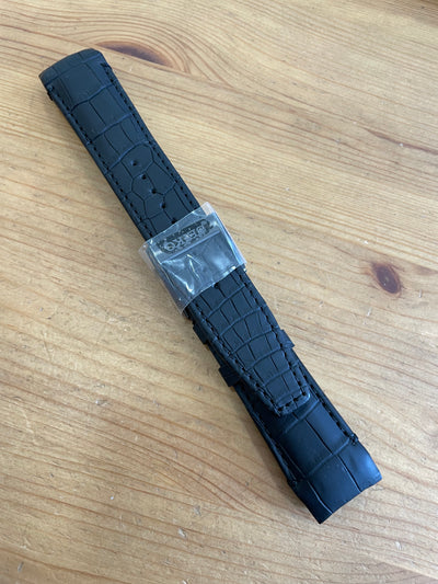 Black leather wristwatch strap