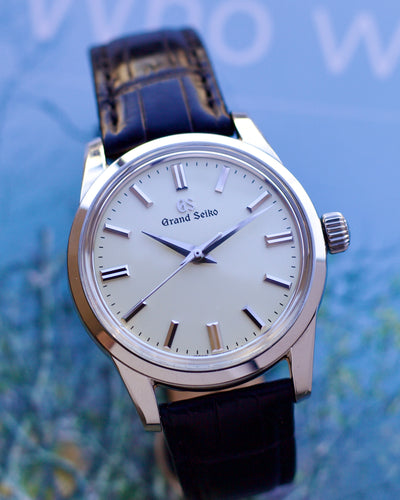 Grand Seiko steel watch ivory dial