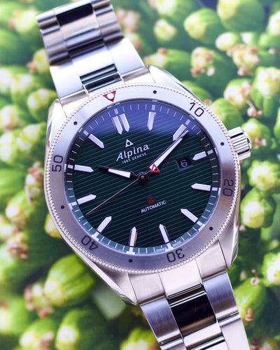 Alpina steel watch with diver bezel