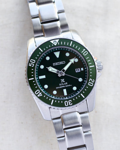 Seiko Steel watch with green dial