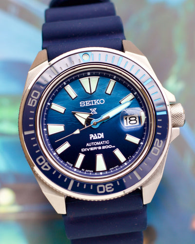 Seiko diver steel blue watch