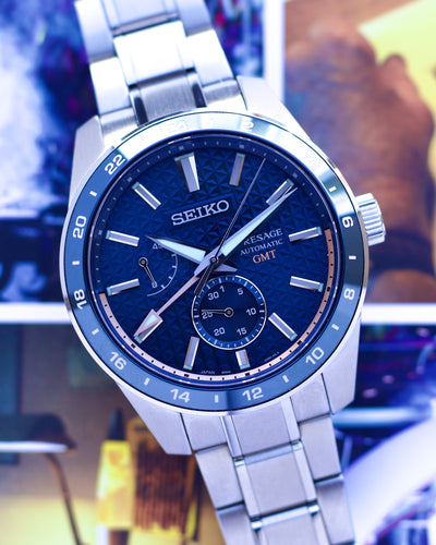 Seiko steel watch gmt dial