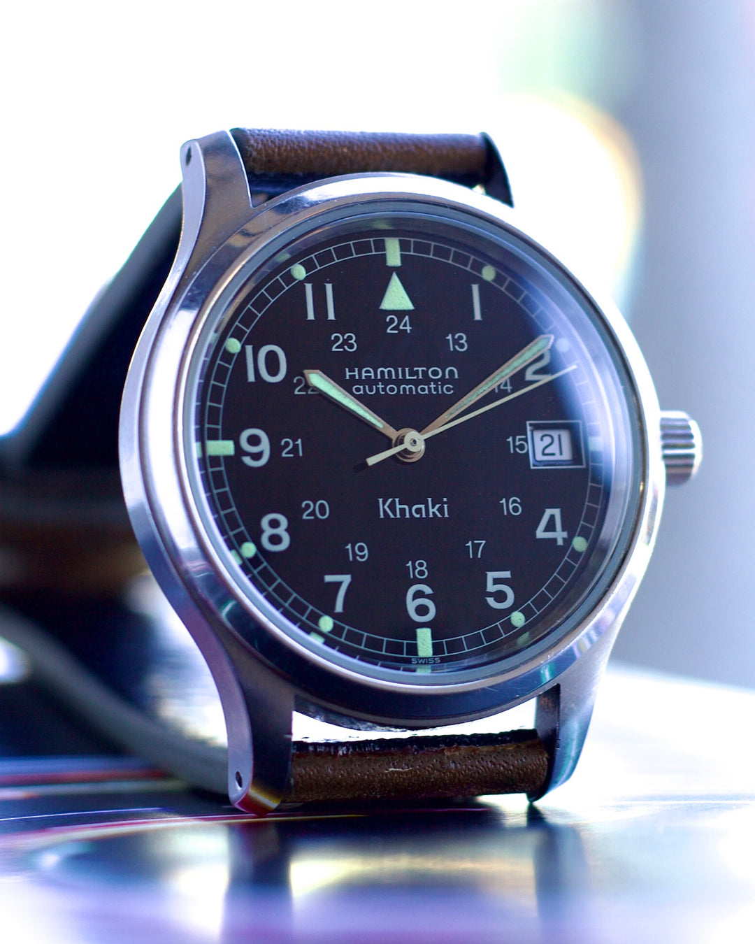 1990's Hamilton Khaki Field 9721B Black Dial Date Automatic 36mm