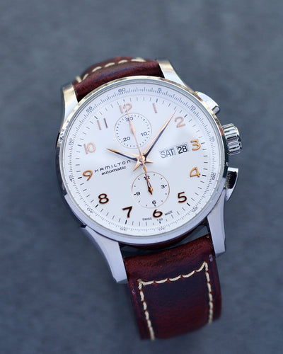 Hamilton Steel stopwatch on brown strap