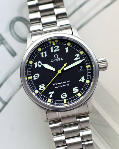 Omega steel watch with Arabic numbers