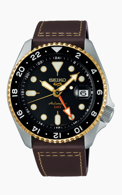 Seiko steel watch on leather band