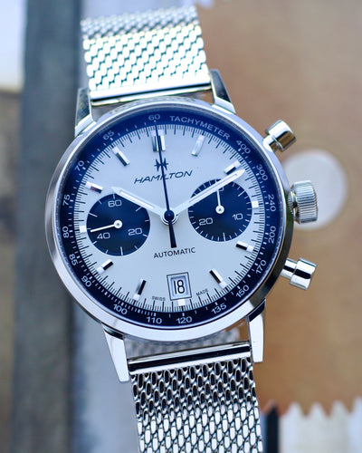 Hamilton steel chrono style watch