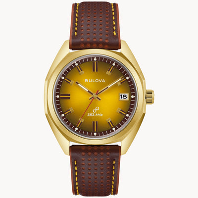 Bulova gold tone wristwatch with colorful dial