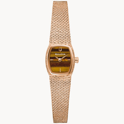 Bulova Rose gold ladies watch with tiger eye dial