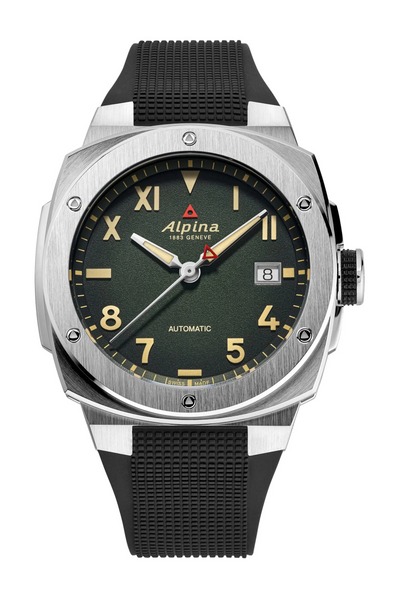 Alpina Steel watch with sandblasted effect green dial