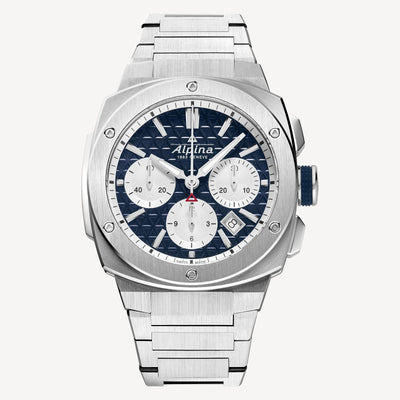 Alpina steel chronograph watch with contrast dial