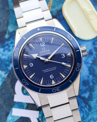 Omega watch titanium on blue dial