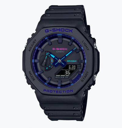 GShock analogue digital black rubber watch