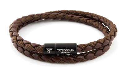 Brown fabric leather bracelet 
