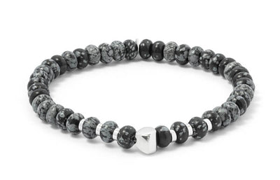 black beads bracelet with silver rings