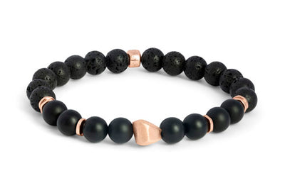 onyx and raw volcanic lava beads bracelet