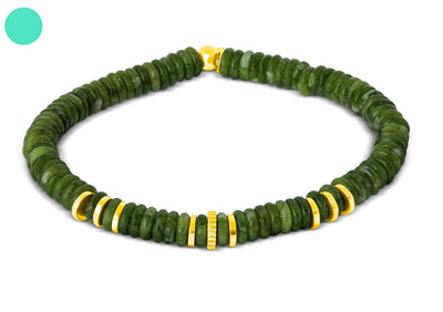 Positano Bracelet In Green Jade With Yellow Gold Plated Silver 