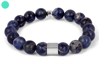 Beaded Bracelet in Rhodium Silver with Blue Sodalite