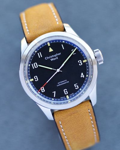 CH watch in steel with leather strap 