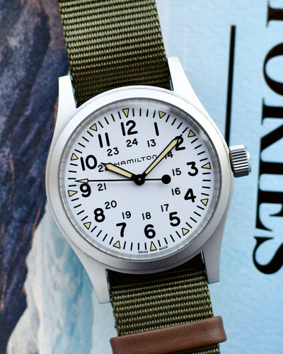 Hamilton Steel watch on green strap 