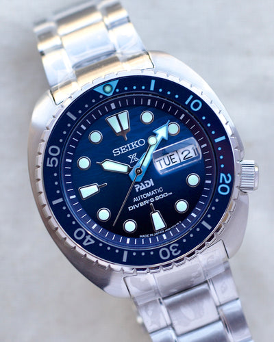 Seiko steel diver watch on steel bracelet