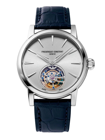 steel Frederique constant watch with silver dial