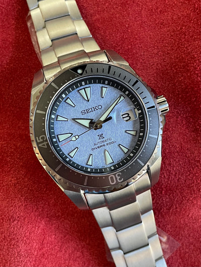 Seiko titanium watch with textured blue dial