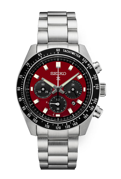 Seiko Steel watch with red dial