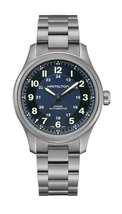 hamilton titanium watch with blue dial