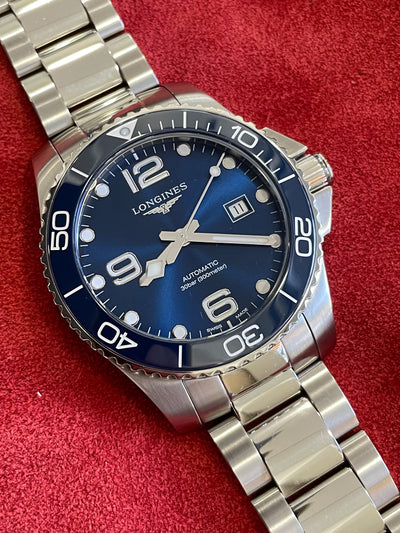 longies men's watch with blue dial and steel bracelet