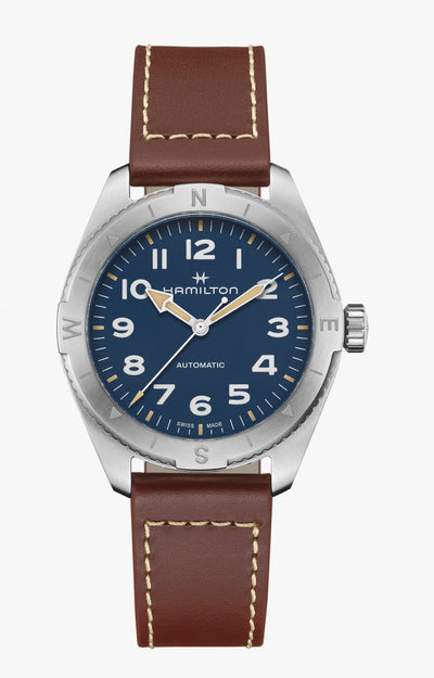 Hamilton steel expedition watch on leather strap