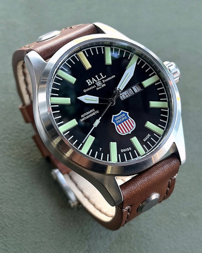 Ball watch with union pacific logo on dial