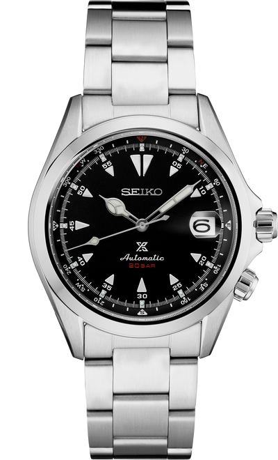 Seiko Steel watch with black dial and steel bracelet