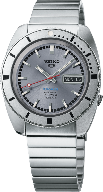 Seiko steel watch with silver dial