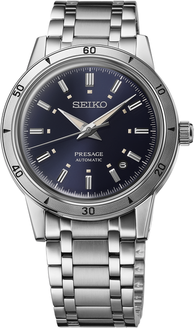 Seiko steel watch with blue dial