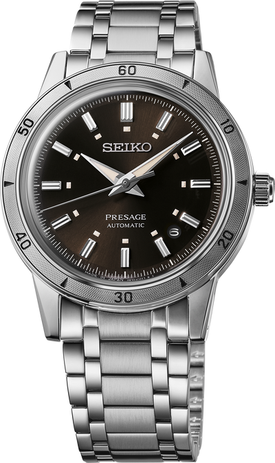 Seiko steel watch with black dial