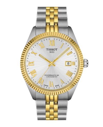 Tissot steel and gold watch with date window