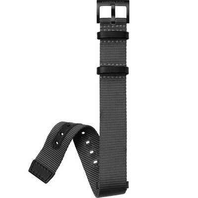 gray nylon watch strap with pin buckle