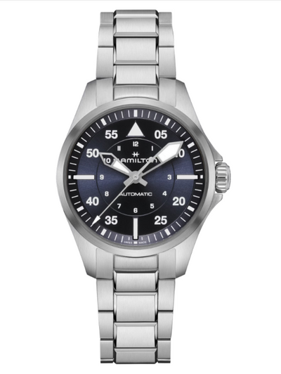 Hamilton steel Watch with blue dial and steel bracelet 