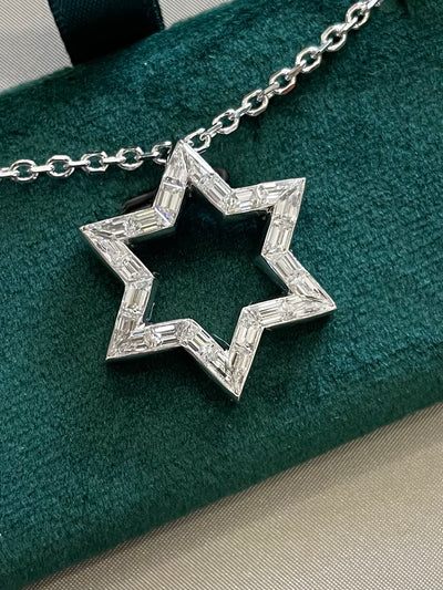 diamond star of David  pendant on chain
